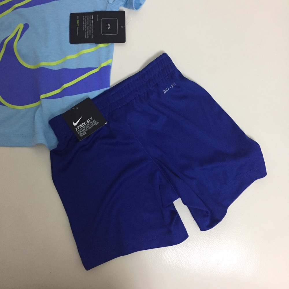 Nike Baby Boy Cute blue neon outfit shorts top - Picture 3 of 8